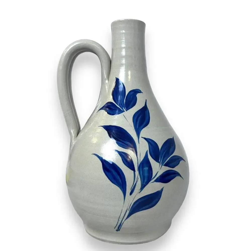 Williamsburg Pottery Lamp Base Only Yorktowne Salt Glaze Stoneware Jug Floral